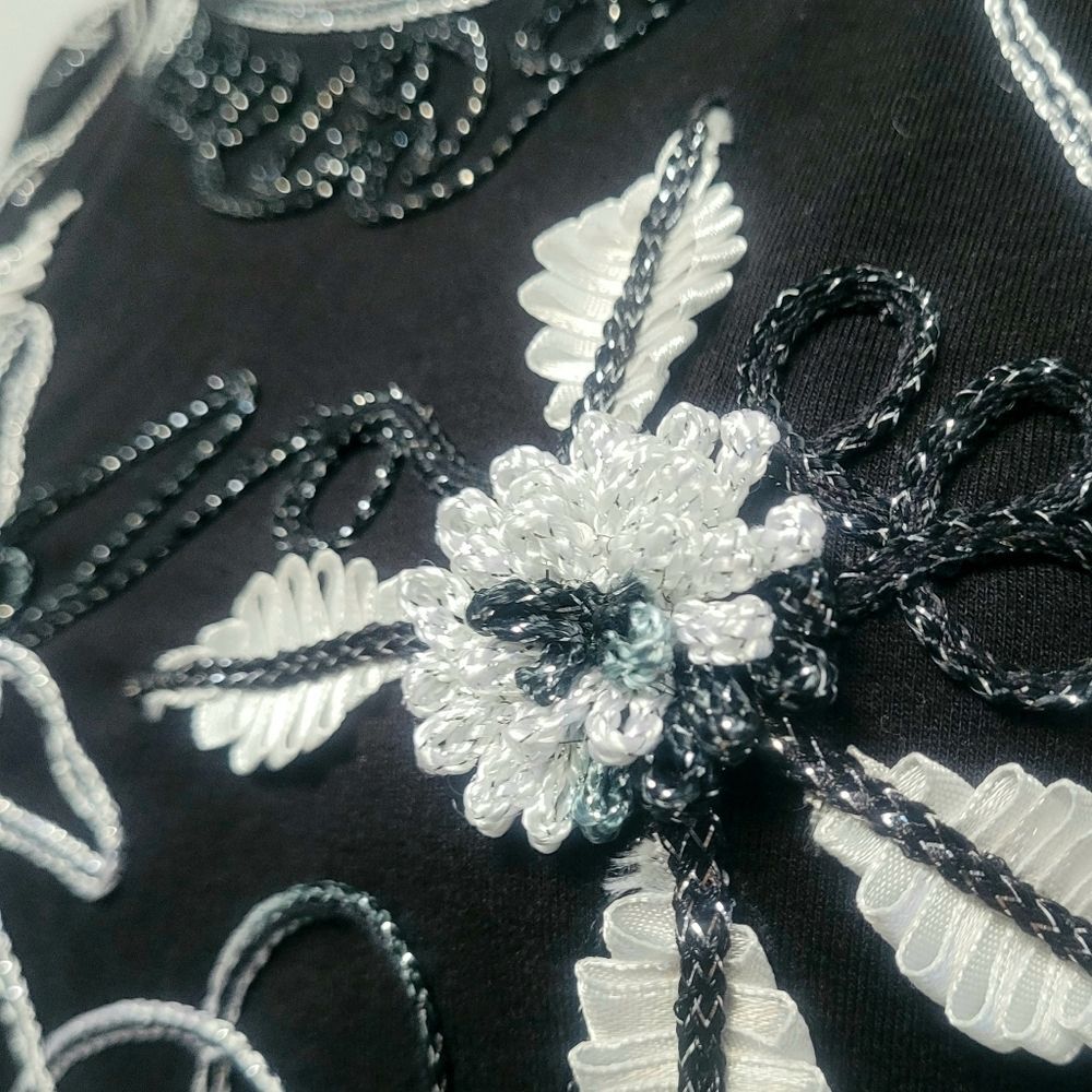 Lauren Michelle Tank Top Sparkle Braided Embellishments Silver Bling Large New - Picture 2 of 9